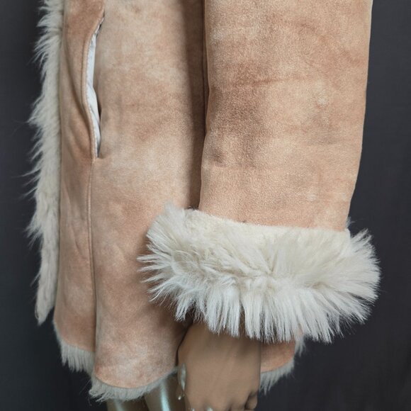 Y2K Penny Lane Faux Suede Faux Fur Boho Coat Jacket Size S Beige - Picture 8 of 15